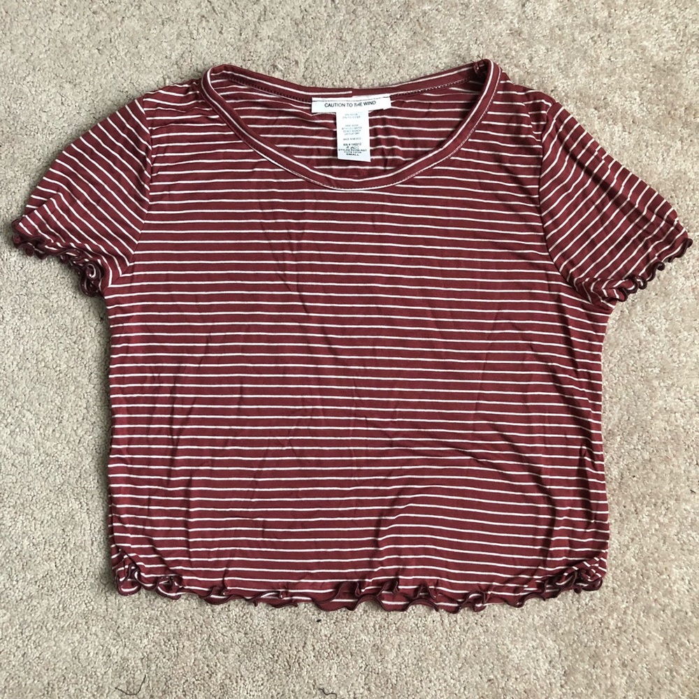 Rusty Colored Striped Crop Top